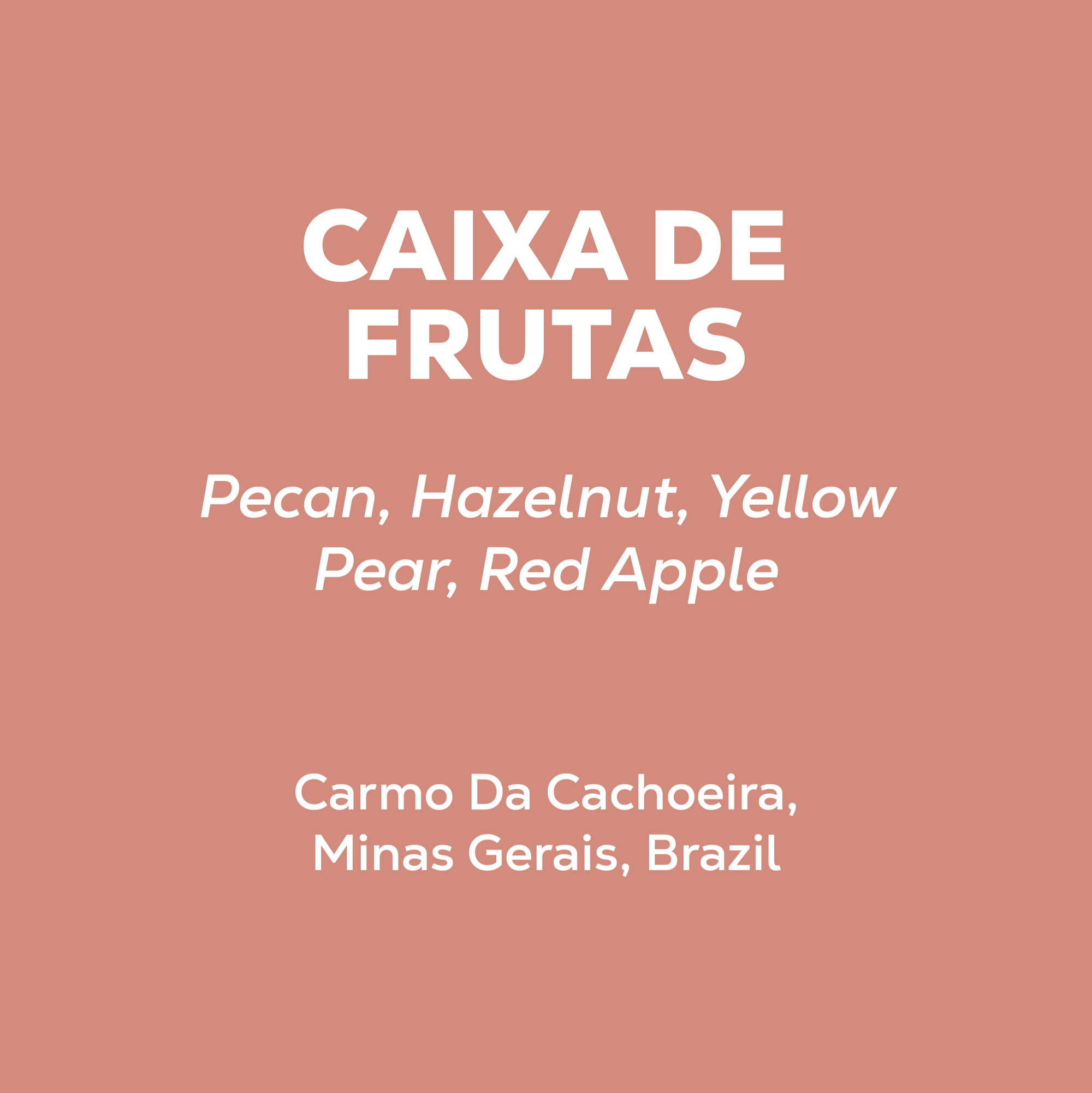 Text on a pink background with product names and coffee taste notes