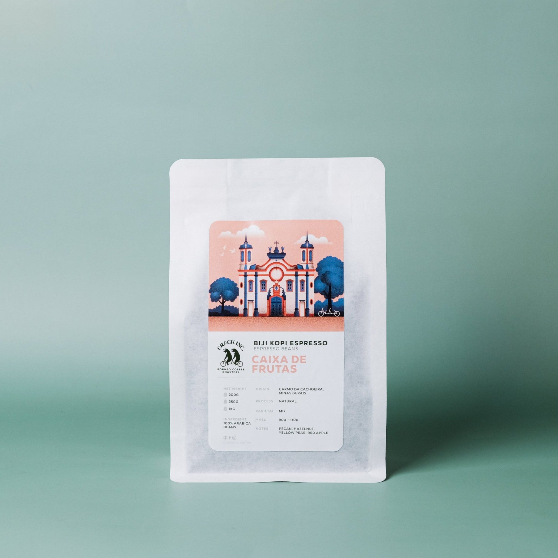 Crack Inc. Coffee package with a scenic design