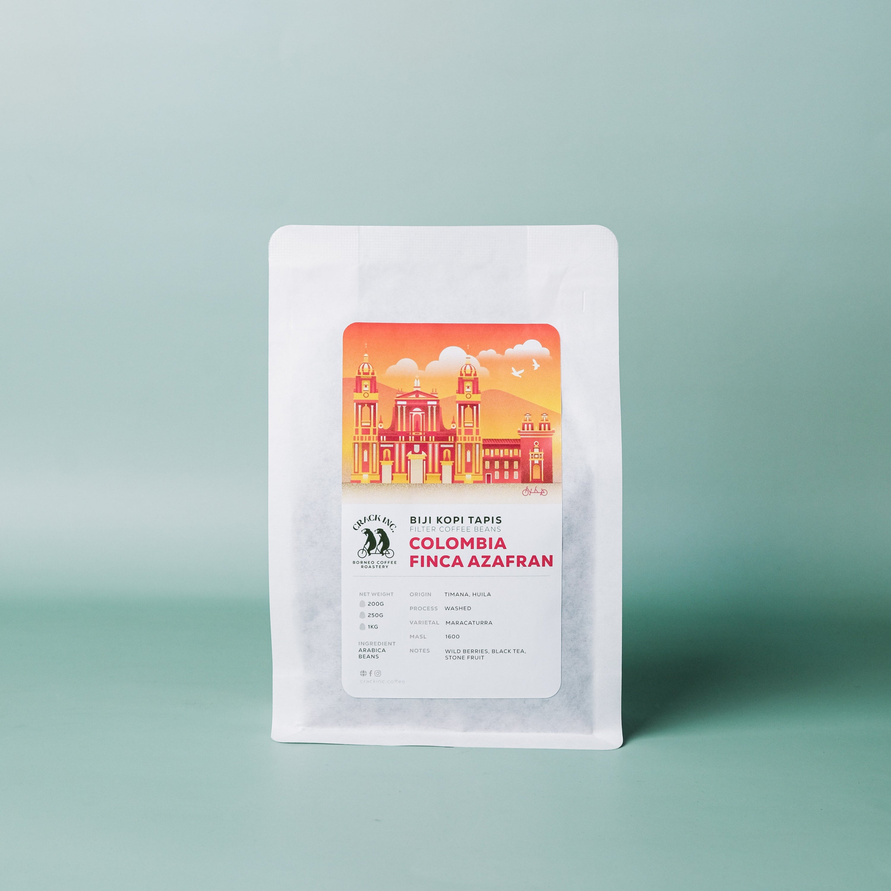 Crack Inc. Coffee Columbian coffee beans in a package