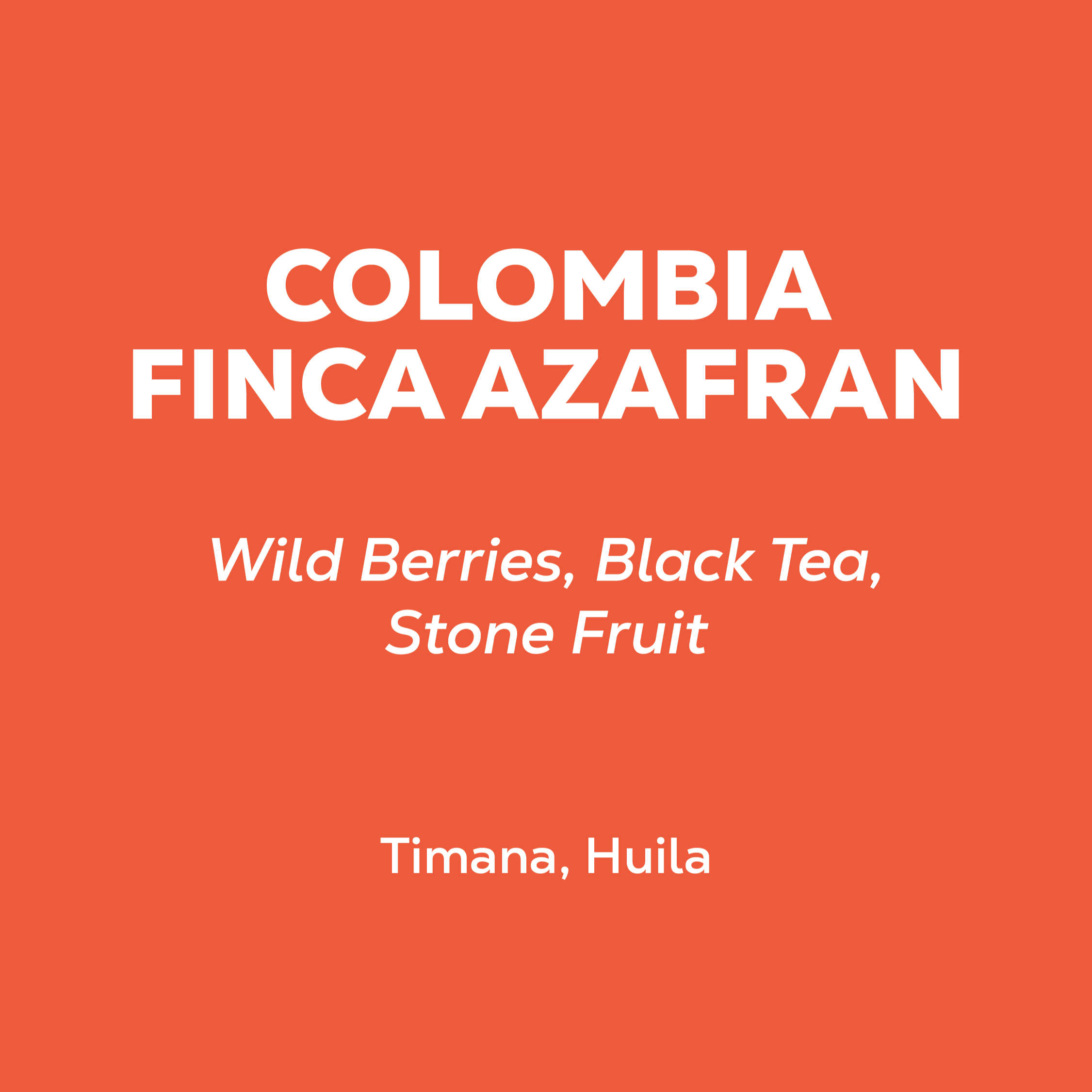 Orange background with white text listing Colombian coffee blend details